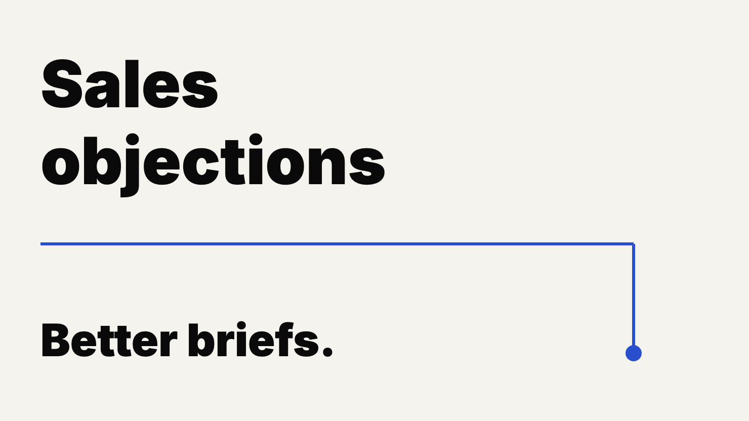 Editorial cover connects a specific sales objection to a sharper content brief, using one question line rather than a funnel.